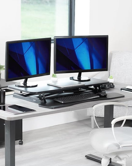 VIVO 36 inch Desk Converter, K Series, Height Adjustable Sit to Stand Riser, Dual Monitor and Laptop Workstation with Wide Keyboard Tray, Black, DESK-V036KB