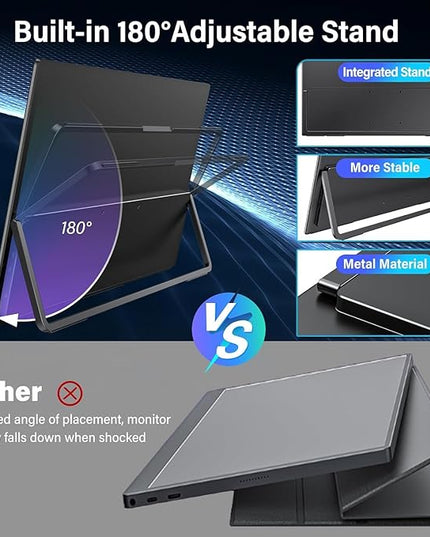 InnoView 16" 240Hz Portable Monitor 2K 2560x1600 100% sRGB Portable Gaming Monitor Supports 120Hz/144Hz/165Hz/180Hz Refresh Rate Monitors Type-C HDMI Laptop Screen Extender for Surface PS5 Switch Xbox