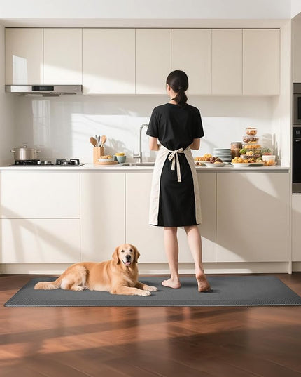 Ophanie Kitchen Mats for Floor, 3/4 Inch Thick Kitchen Rugs, 24'' x 70'' Anti Fatigue Standing Cushioned Mat, Waterproof,Comfort Ergonomic Mat for Office, Home, Sink, Grey Non-Slip Bottom