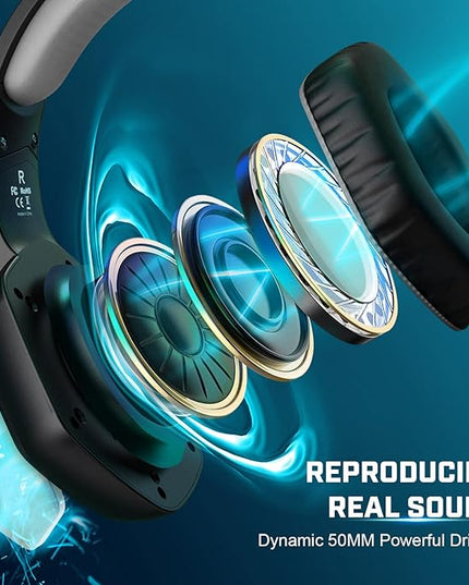 EKSA E1000 USB Gaming Headset for PC, Computer Headphones with Microphone/Mic Noise Cancelling, 7.1 Surround Sound, RGB Light - Wired Headphones for PS4, PS5 Console, Laptop, Call Center
