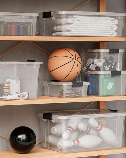 Superio Clear Storage Boxes with Lids, 8.75 Quart Plastic Container Bins for Organizing, Stackable Crates, BPA Free, Non Toxic, Odor Free, Organizers for Home, Office and Dorm, 8 Pack