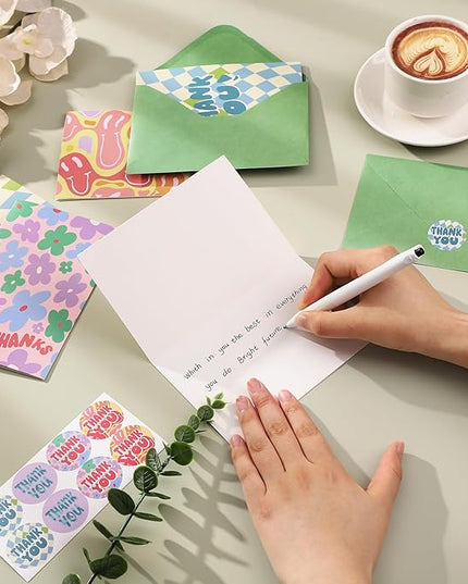 Thboxes 36 Pack Thank You Cards with Envelopes, 4x6 Inch Thank You Cards with Envelopes & Stickers, Cute Greeting Card for Birthday, Wedding, Baby Shower, Bridal Shower, Thanksgiving, Christmas