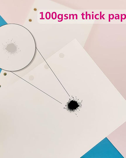 A6 Loose Leaf Refill Paper, 171x94mm, 135 Sheets Plain White Planner Refills, 6-Ring Binder Compatible, 100GSM Insert Papers for Notebooks, School, Office, College Notes, Journaling & Printing