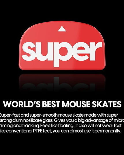 Superglide2 Glass Mouse Skates for Logitech G Pro X Superlight (Red) - Controllable Speed Surface, Polished Edge, Ultra Smooth Durable Gaming Feet
