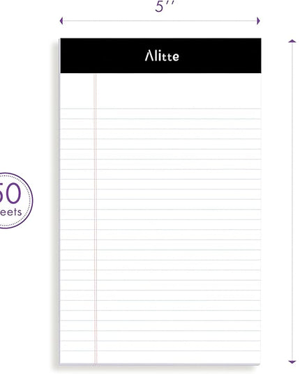 5x8 Small Notebooks – 12 Pack Narrow Ruled, White Perforated Note Pads with 50 Sheets Per Notepad, (No Ink Bleeding) Ideal Legal Pads for Writing, Note Taking, Home, Office, School
