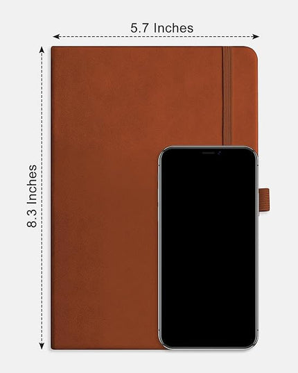 RETTACY Blank Journal Notebook, 192 Pages, A5 Medium Size (5.7'' x 8.3''), Leather Hardcover, 100 GSM Thick Paper, for Sketching, Drawing, Painting (Brown)