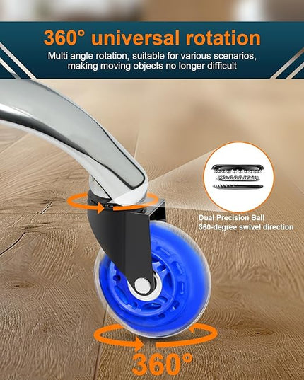 RidRed Gaming Chair Wheels - Heavy-Duty Office Chair Wheels - Replacement Rubber Casters- Universal Fit 3 Inch Chair Casters, Noise Free, Fits 98% Chair, for All Floor