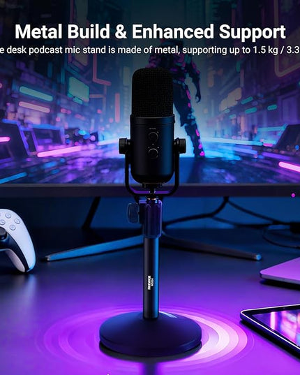 NEEWER Desk Microphone Stand, Adjustable Table Top Mic Holder Mount with 3/8" to 5/8" Screw Adapter Compatible with QuadCast SoloCast Shure Blue Yeti Snowball, Max Load 3.3 lbs, MS014