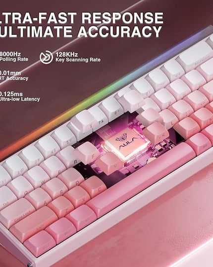 AULA Hero 68 HE 60% Wired Gaming Keyboard, Hall Effect Magnetic Switch Keyboard with Adjustable Actuation, Fast Trigger Mode, 8K Hz Polling Rate, 0.125ms Latency,RGB Backlit, Side Printed PBT Keycaps