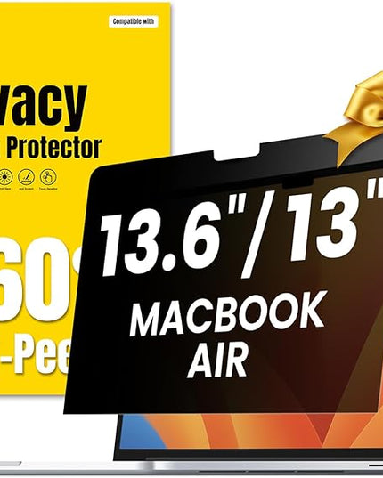 F FORITO 360° Privacy Screen Protector Compatible with MacBook Air 13.6 inch (2022-2025, M2, M3, M4), Anti Peeping and Anti Glare Laptop Privacy Screen Shield