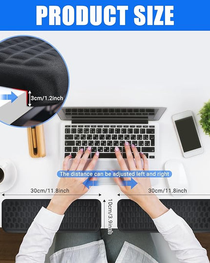 L-Shaped Desk Elbow Pad，Arm Rest for Desk 2-Piece Ergonomic Wrist Rest with Non-Slip Base Memory Foam Elbow Support Padding for Computer Keyboard, Office and Home (Fabric)
