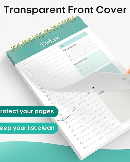 Taja To Do List Notepad - To Do List Notebook for Work with 52 Sheets, 9.8" x 6.5", Undated Daily Planner Perfect for Daily Tasks and Goal Setting, Notepad Suitable for Office, Home & School - Greenery Sway