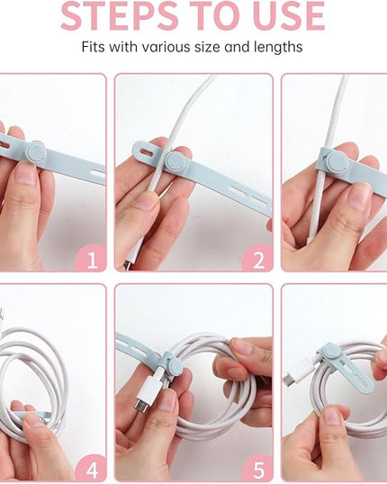 Oligei 25 Pcs Silicone Cable Ties, Cable Ties Reusable, High Elasticity Cord Wraps for Electrical Cords, Cord Organizer for Earphone, Phone Charger(Colorful)