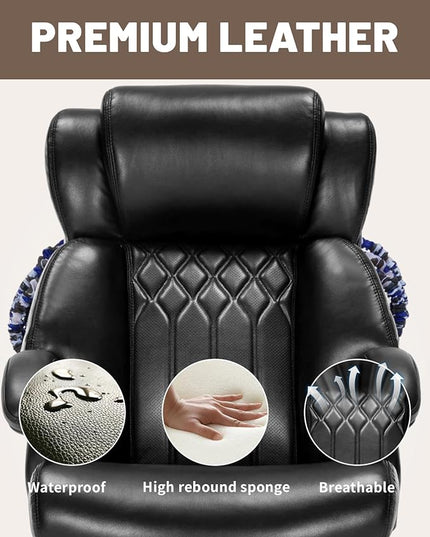 800lbs Executive Office Chair with resistance band, Big and Tall Desk Chair with Lumbar Support, Computer Office Chairs for Heavy People,Desk Chairs with Pocket Spring Cushion,Dual Rubber Wheel