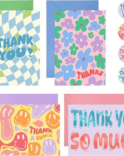 Thboxes 36 Pack Thank You Cards with Envelopes, 4x6 Inch Thank You Cards with Envelopes & Stickers, Cute Greeting Card for Birthday, Wedding, Baby Shower, Bridal Shower, Thanksgiving, Christmas