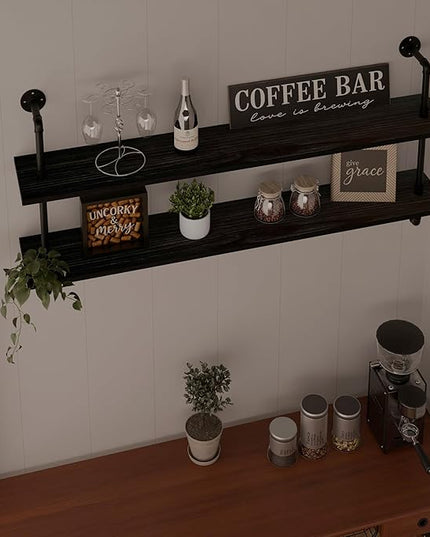 Floating Bookshelf Shelves Industrial Pipe Shelving Pipe Shelves Rustic Wall Shelf 48 Inch Farmhouse Book Shelves for Wall Mounted