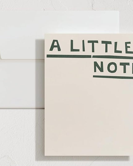 Minted Little Note Stationery Set, Set of 10, Flat Note Cards & Envelopes for Invitiations and Handwritten Thank You Messages, Minimalist Dark Green Stripes Design, Gifts for Women, Luxurious Paper