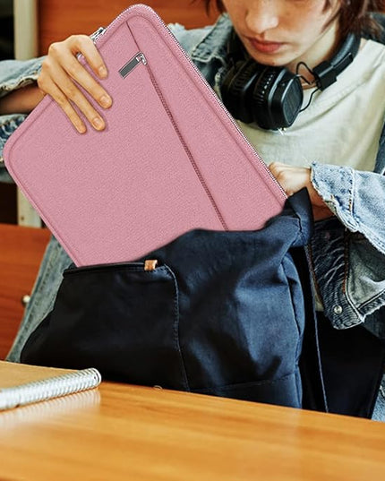 15.6 inch Laptop Case, Slim Computer Carrying Bag Protective Cover Briefcase with Front Pocket, Durable Laptop Sleeve for 15-16 Inch HP, Dell, Lenovo, Asus- Red Pink