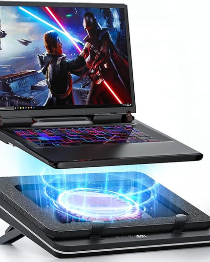IETS GT600 Laptop Cooling Pad Equipped Gigantic Turbo-Fan（5.5inch Diameter）,Sealed Foam for Rapid Cooling Gaming Laptop,14.1-19.3 inch Laptop Cooler with Adjustable Brackets,Dust Filter,Touch Start