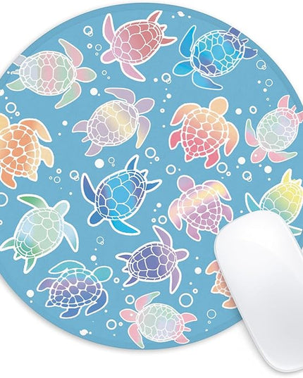 Sea Turtles Round Mouse Pad,Funny Small Mouse Pad with Non-Slip Rubber Base,Mouse Mat,Home Office Decor Desk Accessories,8.7inch Round Mouse Pad 3