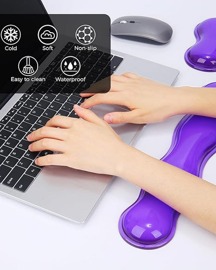 Gel Wrist Rest for Keyboard and Mouse, Wrist Rest for Keyboard, Mouse Wrist Support, Pain Relief, Cool Touch, Non-Skid, Keyboard and Mouse Wrist pad Set