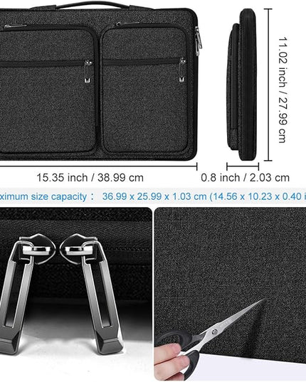 Hseok Laptop Case 15 15.6 16 inch Sleeve with Handle and Hidden Strap,Compatible with MacBook Pro 15.4 16, 360° Protective PC Briefcase with 4 Pockets for Laptop Accessory,Easy to Carrying,Black