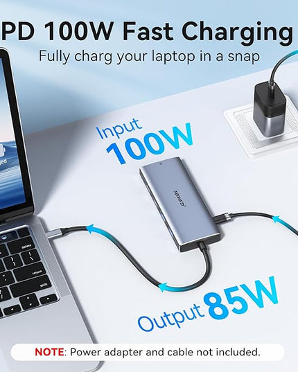 USB C Hub Adapter for MacBook Pro Air,10 in 1 USB C to USB HDMI Ethernet Hub Mac Dongle Accessories Converter for laptops (4K@60Hz HDMI+Ethernet+4USB+1USB-C Data Port+SD/TF Card Reader+100W PD)