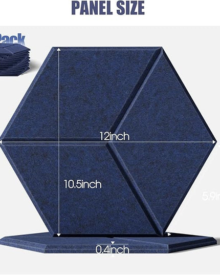 12 Pack Self-adhesive Acoustic Panels 12" X 10" X 0.4" -Sound Proof Foam Panels with High Density, Fashionable Y-Lined Design, Flame Resistant, Absorb Noise and Eliminate Echoes(Dark Blue)