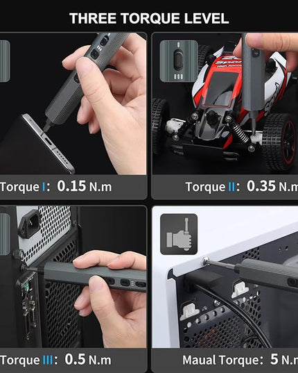STREBITO Mini Electric Screwdriver Set 155 in 1 Small Electric Screwdriver Cordless, 140 S2 Magnetic Bits, 3 Torque Settings, 650mAh Battery, Precision Electric Screwdriver Kit for Computer Laptop RC