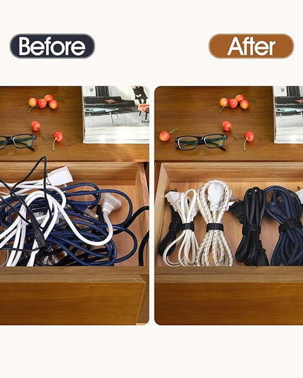 200PCS Reusable Cable Ties Wire Ties Cord Organizer Cable Organizer Adjustable Cable Management Black 4+6+8+10 inch