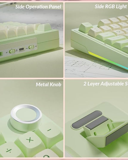 SOLAKAKA KI99 Pro Wireless Mechanical Keyboard Quiet Switch,Hot Swappable Pre-Lubed Switches Silent Keyboard with RGB Backlit,Gasket Structure Computer Gaming Keyboards(GreenWhite, Silent Switch)