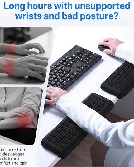 UnivoColors PostureUp L-Shaped Desk Wrist Rest Elbow, Non-Slip, Separate Design, Memory Foam Desk Edge Support, Ergonomic Design for Long-Hour Work (11.8 * 3.9 inch 2-Piece Set of Grey)