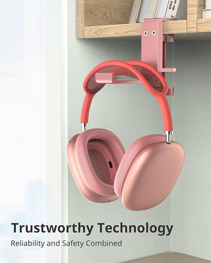Headphone Stand for Desk – Aluminum Under Desk Headset Stand with Foldable Hook, Headphone Holder Clamp Mount for Gaming Accessories, Space-Saving Headset Hanger