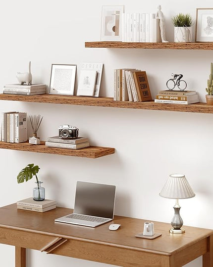 Vivelove 10 Inch Deep Floating Shelves 30 inch Long, 30 x 10 Wide Wall Shelves with Invisible Brackets, for Bedroom Bathroom Living Room Kitchen Office, Farmhouse Home Decor, Set of 2, Rustic Brown