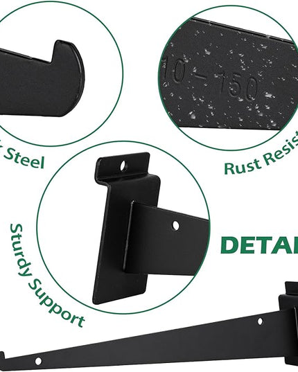 10 Inch Slatwall Shelf Bracket, Slatwall Accessories, Heavy Duty Slat Wall Shelf Bracket with Lip for Garage and Retail Display(16PC )