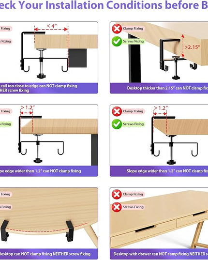 Univivi No Drill Under Desk Cable Management Tray, 28" Cord Organizer for Table, Clamp/Screw Mount Desk Cable Management, Premium Fabric Cable Management Tray for Office, Home