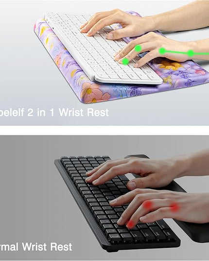 Ospelelf Keyboard Wrist Rest Pad, Comfy Ergonomic Keyboard Stand Riser Holder, Computer Wrist Support Cushion forTyping, Purple Flower