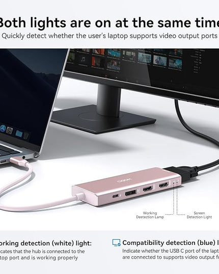 HODO USB C Docking Station Dual Monitor Adapter for Dell HP, Laptop Docking Station 3 Monitors Quad Display USB C Hub Dongle to 2 HDMI 4K,DP 8K, VGA,4 USB,PD, 9 in 1 Dongle Laptop Adapter