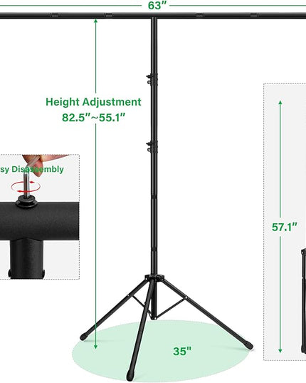 Green Screen Backdrop Kit 6.5X5ft,Portable greenscreen Background with Stand,Adjustable T-Shape Photo Backdrop Stand for Photography, Streaming,Video,Studio,Party,Zoom