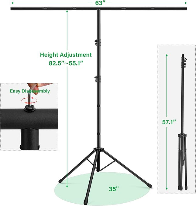 Green Screen Backdrop Kit 6.5X5ft,Portable greenscreen Background with Stand,Adjustable T-Shape Photo Backdrop Stand for Photography, Streaming,Video,Studio,Party,Zoom
