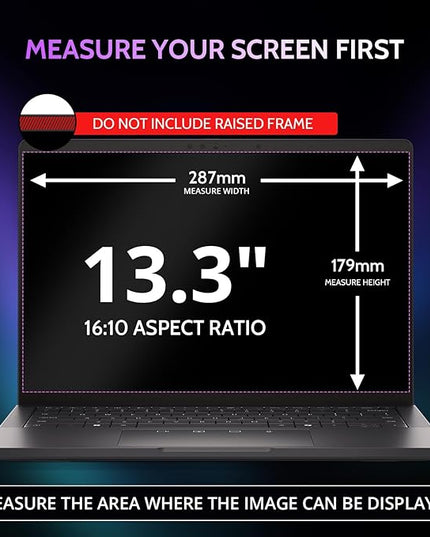 Peslv 360° 4 Way Laptop Privacy Screen for 13.4 & 13.3 Inch 16:10 Aspect Ratio Computer Monitor, Anti Glare Blue Light Spy Filter Private Cover, Bubble-Free Black Security Protector