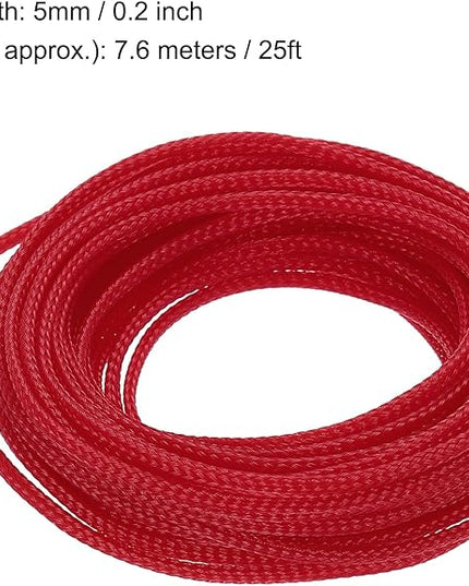 uxcell PET Expandable Sleeving 25ft 1/8" Red Cable Management Sleeve Cord Organizer for Wrap Protect Cable