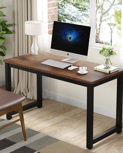 Tribesigns Modern Simple Computer Desk, 47 inch Vintage Office Desk Computer Table, Study Writing Study Desk Workstation for Home Office, Rustic Brown