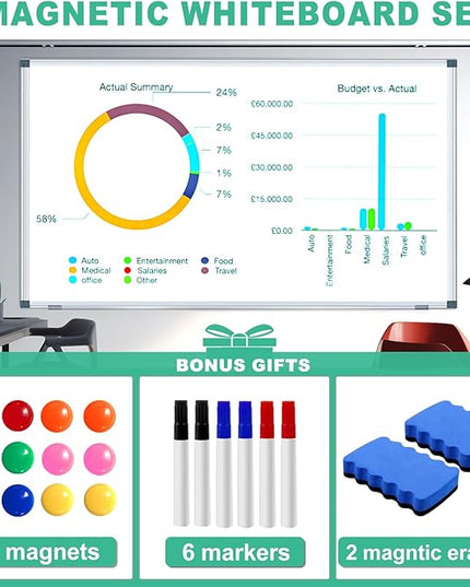 H-Qprobd 72"x48" Large Dry Erase Board for Wall 6' x 4' Magnetic Whiteboard Aluminum Presentation White Boards with Long Pen Tray, 6 Markers, 2 Erasers &12 Magnets