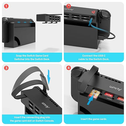 Switch Game Card Reader - 8 In 1 Switch Game Card Holder for Nintendo Switch/Switch OLED Console, Switch Multi Game Reader Switcher Quick Identification(4 For Game+4 For Storage)