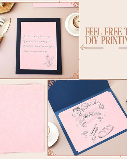 Epakh 200 Sheets Old Age Parchment Paper 8.5 x 11 Inch Standard Letter Vintage Colored Old Parchment Semblance Double Side Printing Paper(Light Pink)