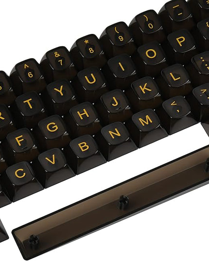 Guffercty kred 61 Keys Black Clear Keycap Set, Transparent Black Keycaps 60 Percent PC Material OSA Profile Only for 60% Keyboard(Obsidian-OSA)