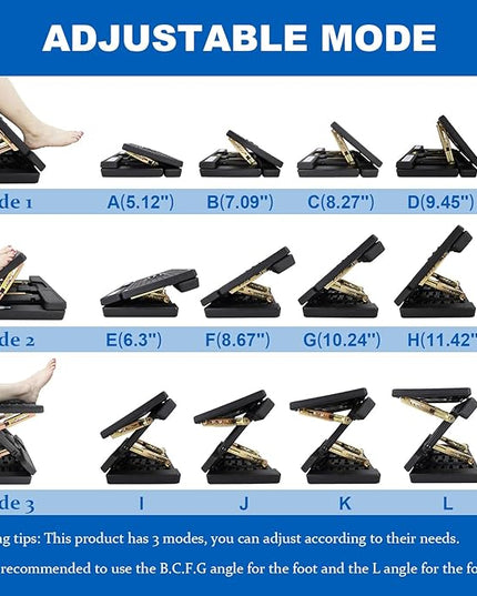Foldable Foot Rest, Computer Foot Rest Under Desk, 12Modes Adjustable Ergonomic for Office, Loading Capacity 80 pounds, Removable EVA Cushion, Black