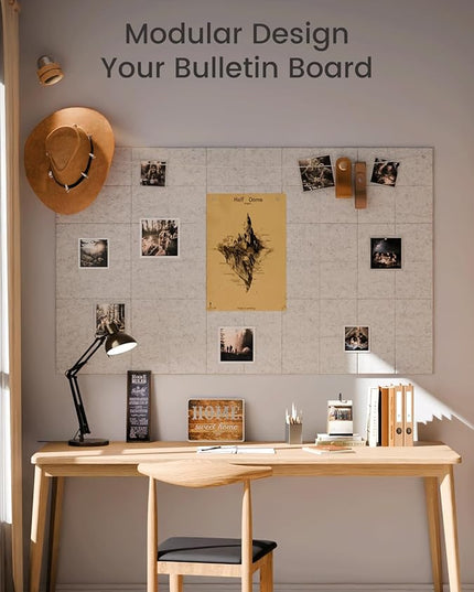 Fluxynara Large Felt Bulletin Board 48" x 36" Cork Board Alternative-12 Pack with 70 Safe Removable Adhesive Tabs, Cork Boards for Walls Cork Board for Home Office Classroom Pin Board-Marble Gray