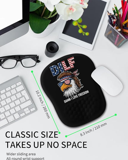Hokafenle Ergonomic Wrist-Hugging Mouse Pad Wrist Support, U-Shaped Holding Wrist Rest Mousepad for Carpal Tunnel Pain Relief with Cushioned Memory Foam Slope Massage Bulge (Classic 10.2x8.3 in,DILF)